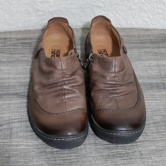 Earth Kalso Invoke Brown Leather Ruched Slip-On Shoes Size 9.5B - Picture 6 of 14